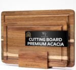 2 Pack Acacia Wood Cutting Board for Kitchen Meal Prep & Serving - Large & Small Chopping Boards Set with Juice Grooves - Charcuterie & Chopping Butcher Block - Eco-Friendly Wood for Gift - Image 2