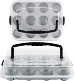 2-Pack Cupcake Pan with Lid, 12-Cup Nonstick Muffin Pan with Handle – Cupcake Carrier for Baking & Transporting, Perfect for Party, Holiday, Gathering - Image 2