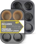 2 Pack Jumbo Muffin Pan for Baking, Extra Large Cupcake Pan includes 50 Natural Jumbo Cupcake Liners, Muffin Tin Nonstick 6 Cup, Baking Pans Set, Carbon Steel Baking Supplies - Image 2