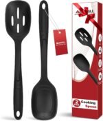 2 Pack Large Silicone Cooking Spoon with Measuring Mark, Premium Non-Stick Solid and Slotted Serving Spoons Set, Heat Resistant Kitchen Utensils for Mixing, Stirring, Scooping, Scraping - Image 2