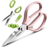 2 Pack ONEBOM Kitchen Shears,Kitchen Scissors Heavy Duty Serrated Blade for Cutting Meat, Food, Fish, Poultry Sharp Scissors, Apartment Kitchen Accessories,Gift Herb Scissor(Rose Glod) - Image 2