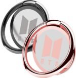 2 Pack Phone Ring Holder Finger Kickstand Universal 360° Rotation Metal Ring Grip for Magnetic Car Mount Compatible with All Smartphone(Grey&Rose) - Image 2