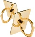 [2 Pack] Square Sparkling Cell Phone Ring Holder Stand,360 Degree Rotation and 180 DegreeAdjustable Finger Ring Kickstand with Polished Metal Phone Grip (Gold) - Image 2