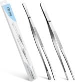 2 Pcs 12-inch Stainless Steel Kitchen Utensils, Cooking Tongs, Kitchen Tweezers for Cooking, Camping Cooking Essentials - Image 2