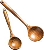 2 Pcs Wooden Spoon Ladle for Cooking Spoons Best Non Toxic Kitchen Tools -14 inch Long Kitchen Cooking Utensil & 11 inch Best Wood Spoons Large Deep Ladle Serving Spoons Soup Ladles Set - Image 2
