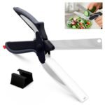 2 in 1 Kitchen Scissors for Food – Stainless Steel Blade & Plastic Cutting Board Scissors with Safety Lock | 9.6" Tomato Knife, Fruit & Vegetable Cutter – Easy-to-Use Kitchen Shears for Meat, Cheese - Image 2