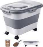 20-23 Lbs Dog Food Storage Container - Collapsible Dog Food Container with Attachable Casters and Scoop,Travel Silicone Bowl, Pet Food Storage Containers to Keep Dry Food Fresh,Easy to Move - Image 2