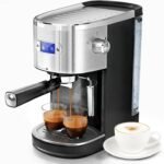 20 Bar Espresso Machine Semi-Automatic, Professional Coffee Maker with Milk Frother Steam Wand & 45OZ Removable Water Tank, Home Barista System for Cappuccino, Latte, Americano-Stainless Steel - Image 2