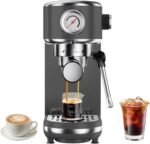 20 Bar Espresso Machine with Milk Frother, Compact Espresso Maker, Stainless Steel Coffee Machine with Precise Temp Control & 44oz Removable Water Tank for Latte, Cappuccino, Dark Grey - Image 2