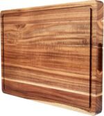 20 Inch Large Acacia Wood Cutting Board 1.5" Thick, Reversible Wooden Cutting Board for Kitchen, Charcuterie Board Cheese Board with Deep Groove, Chopping Board for Meat, Vegetables, Fruit - Image 2