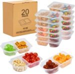 20 Pack 10 Oz Reusable Snack Containers with Lids,Disposable 2-Compartment Condiment Containers,Snack Pack Container Portion Control Snackle Box,Sauce Dipping Meal Prep Containers - Image 2