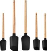 2016 New Year Healthy Cooking, 5 Pieces Silicone Scraper Set - Non-Stick Kitchen Scraper Tools, Heat Resistant up to 600°F, Food Grade Baking Utensils, for Cooking, Stirring, Piping - Black - Image 2