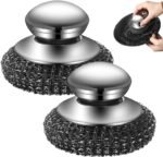 2026 New Steel Wool Scrubber, Stainless Steel Dish Scrubber with Handle for Cleaning Dishes, Iron Pots, Stoves, Wash Sink (2 pcs) - Image 2