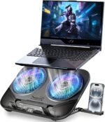2026 Upgraded Laptop Cooling Pad with Dual TEC Cooler, Gaming Laptop Cooler, 2 Powerful Turbo Fans, Fast Cooling Laptop 12-21in, 5 Height Stands, 100 Gear Speed Adjust, LCD Screen, RGB, Phone Holder - Image 2