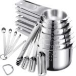 20Pcs Measuring Cups and Spoons Set, Includes 7pcs Stainless Steel Measuring Cups, 12 Measuring Spoons with Leveler for Cooking & Baking, Dishwasher Safe - Image 2