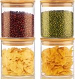 21oz - 4 Pack Glass Jars with Bamboo Lids, Glass Food Storage Containers with Airtight Lids, Air Tight Pantry Storage Containers for Coffee, Sugar, Spice, Meal Prep Jars for Salad & Fruit - Image 2