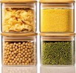 21oz - 4 Pack Square Glass Jars with Bamboo Lids, Glass Food Storage Containers with Airtight Lids, Air Tight Pantry Storage Containers for Coffee, Sugar, Spice, Meal Prep Jars for Salad & Fruit - Image 2
