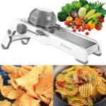 24-In-1 Mandoline Slicer for Kitchen with Waffle Fry Cutter Blade,Adjustable Kitchen Mandoline Slicer,Food Chopper,Safe Mandoline Food Slicer,Mandolin with Waffle Fry Cutter-Grey - Image 2