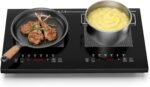 24 Inch Double Induction Cooktop, Full Touch Control, 1800W Shared Power, Low Power Continuous Heating, Portable Countertop Electric Cooker, 110–120V - Image 2