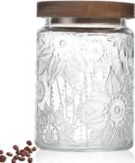 24 OZ Airtight Glass Storage Jar with Bamboo Lid - Vintage Glass Jar Vintage Food Containers Canisters Set for Kitchen Counter & Pantry - Ideal for Sugar, Flour, Coffee, Tea, Candy, Oats, Cereal - Image 2
