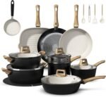 25-PC Pots and Pans Set Non Stick Ceramic Cookware Set, Healthy Non Toxic Kitchen Cookware Sets with Large Capacity, Induction Compatible, PFAS/PTFE/PFOA/PFOS Free, Black/White - Image 2