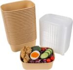 25 oz Disposable Kraft paper bowls with lids, Rectangle Food containers Soup Bowls Party Supplies Treat Bowls 50 Pack - Image 2