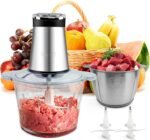 2X12-cup bowls 800W Electric Food Processor with LED timer. 3-Tiered 6 Cutting Edges blade for mincing, chopping, Ideal as meat grinder, fresh vegetables chopper, pet food process in kitchen. - Image 2