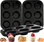 3 Pack Muffin Baking Pan, Non-stick Cupcake Tin Cup Cake Tray, 6 Cup Carbon Steel Cheesecake Baking Mold Bakeware for Muffin Cakes, Tart, Fat Bombs, BPA-free, Dishwasher Safe - Image 2