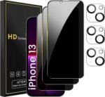 3 Pack Privacy Screen Protector for iPhone 13 6.1 Inch with 3 Pack Camera Lens Protector, Anti Spy Tempered Glass Film, Anti-Scratch, Touch Sensitive, Case Friendly - Image 2
