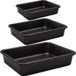 3-Pack Roasting Pan Set, Nonstick Baking Tray Set, Rectangular Bakeware for Oven, Non-Toxic Coating and Durable Quality (Black) - Image 2