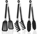 3 Pack Silicone Tongs for Cooking,Maywe Tanso 9 Inch Cooking Kitchen Tongs with Silicone Tips,Nonstick Stainless Steel Tongs for Steak Pie Pizza Pasta Spaghetti Salad BBQ Buffet - Image 2