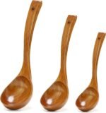 3 Pack Wooden Ladles for Serving Spoon Soup Ladle Wood Spoons for Cooking Ladel Large Spoon Kitchen Tools Ladles Big Spaghetti Spoon Laddle Non Toxic Soup Spoons Teak deep Ladle - Image 2