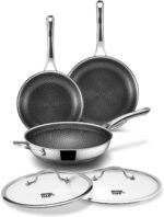 3-Piece Hybrid Stainless Steel Cookware Set-12 Inch Wok with Lid,10 Inch Frying Pan,12 Inch Skillet with Lid-Non Stick,PFOA Free,Dishwasher&Oven Safe,Induction Compatible,Cookware Set. - Image 2