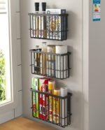 3 Piece Kitchen Cabinet Door Storage Box,Self Adhesive Wall Mounted Storage Boxes,Wardrobe/Bathroom/Refrigerator Small Items Organizer Storage Box (Black3) - Image 2