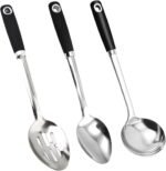 3-Piece Stainless Steel Cooking Utensils Set, Heavy Duty 18/0 14-in Large Serving Spoons Set, Slotted Spoon, Cooking Spoon & Soup Ladle, Kitchen Cooking Serving Utensils Set - Image 2