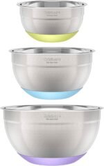 3-Piece Stainless Steel Mixing Bowls with Nonslip Base, 1.5qt, 3qt & 5qt - Image 2