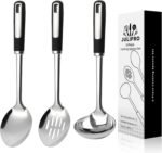 3-Piece Stainless Steel Serving Spoons Set – Includes Slotted Spoon, Serving Spoon & Soup Ladle, Heat-Resistant, Dishwasher Safe, Ergonomic Handles for Home & Commercial Use - Image 2