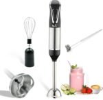 3-in-1 Cordless Hand Blender Set - One-Touch Control & Safety Lock, Immersion Blender with Whisk and Frother for Lattes, Desserts, Soups, Dishwasher-Safe - Image 2