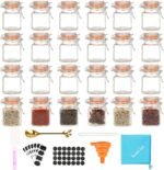 3.4 oz Small Glass Spice Jars with Lables, 24 Pack Empty Mini Square Spice Bottles with Airtight Flip Top Lids, Chalkboard Labels and Collapsible Funnel for Home and Kitchen - Image 2