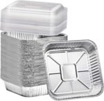 (35 Pack) 8x8 Aluminum Pans with Clear Plastic Lids - Square Baking Cake Pans - Foil Pans with Lids - Disposable Food Containers Great for Cooking, Heating, Storing, Prepping Food - Image 2