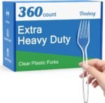 360 Count Extra Heavy Duty Clear Plastic Forks Disposable, BPA-Free, Heat Resistant, Solid and Durable Disposable Forks Bulk, Premium Plastic Forks heavy duty for Party Supply - Image 2