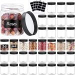36PCS 8OZ Plastic Jars with Screw On Lids,Labels Refillable Empty Round Slime Containers for Storing Dry Food, Honey Jam, Cream, Butter, Lotion (Black) - Image 2