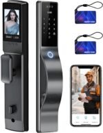 3D Face Recognition Door Lock with Lockbody, Video Smart Lock with Camera&Doorbell, Front Door Keyless Entry Lock, WiFi&Tuya APP Control/Fingerprint/IC Card/Password/Keys - Image 2