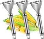 3Pcs Silver Magic Corn Cutter Peeler, corn peeler, Stainless Steel Corn Thresher, Corn Stripper Cob Stripper Tool, Corn Peeler with Ergonomic Handle, Graters, Peelers and Slicers - Image 2