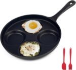 4-Cup Cast Iron Fried Egg Pan 9.5” Pancake Pan Burger Omelet Cooker Griddle Egg Skillet for Breakfast, Kitchen Cookware for Gas Stove & Induction Cooker - Image 2
