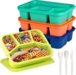 4 Pack Bento Box Lunch Box Container for Adult Kid, 4 Compartment Meal Prep Containers with Lids, Reusable Snack Box Container for Work Travel Picnic, Microwave & Dishwasher Safe - Image 2