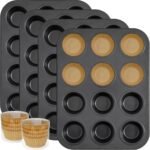 4 Pack Muffin Pan for Baking, Standard Cupcake Pan with 200 Natural Cupcake Liners, Muffin Tin Nonstick 12 Cup, Carbon Steel Muffin Cupcake Tary Baking Supplies - Image 2