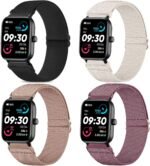 4 Pack Stretchy Watch Bands Compatible with Woneligo/Fitpolo Smart Watch IDW13, 22mm Loop Nylon Elastic Fabric Strap for FITVII H56/ENOMIR ID208BT/TOOBUR IDW16/MILOUZ IDW19 Watch - Image 2