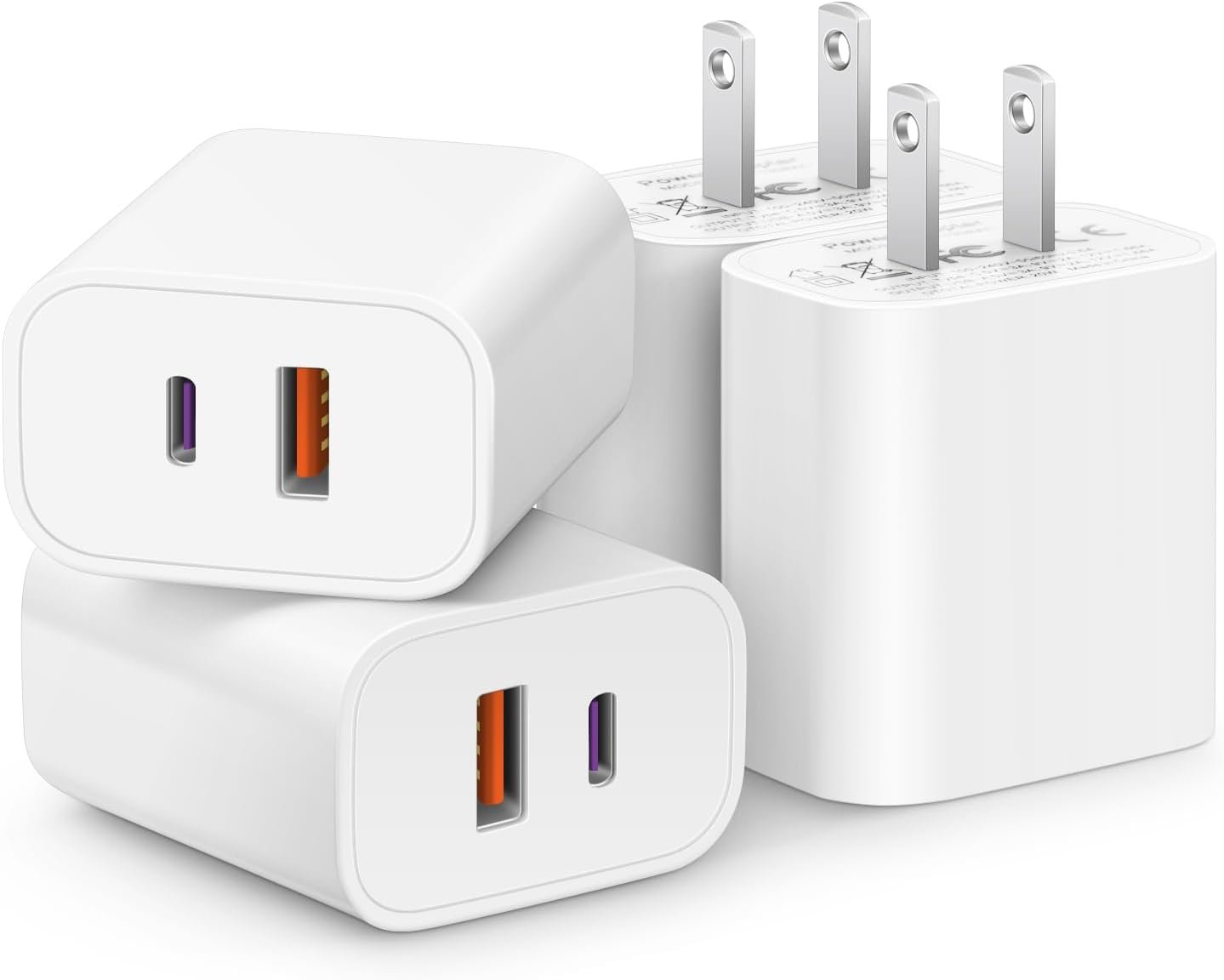 [4 Pack] USB C Charger Block Fast Charging Multiport Adpater [PD 20W USB-C & QC 3.0 USB-A Port] for iPhone 17/16/15/14/13/12/11/X/8, iPad, Galaxy, Google & More - Image 2