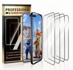 4 Pack for iPhone 14 Screen Protector [6.1] HD Tempered Glass Film Optional,with Install Frame, 9H+ Hardness Shatterproof Scratch Resistant Durable - Image 2